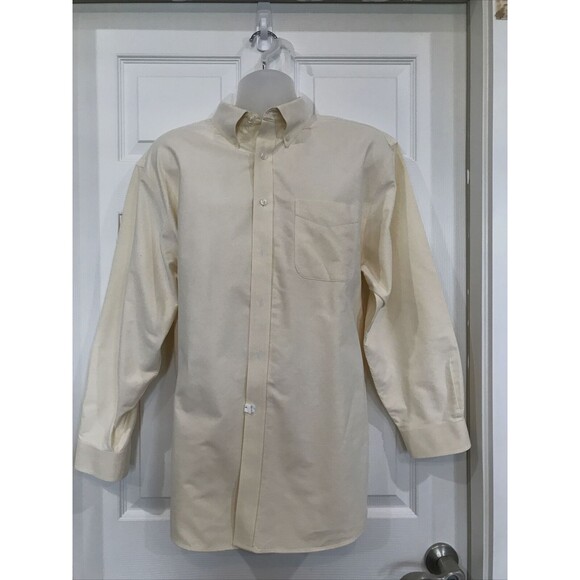 LL Bean Yellow Cotton Oxford Cloth Button Down Men's Shirt Yellow 17.5 33 - Picture 1 of 7